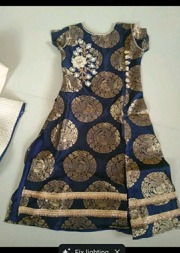 Elegant Navy &amp; Gold Indian Dress