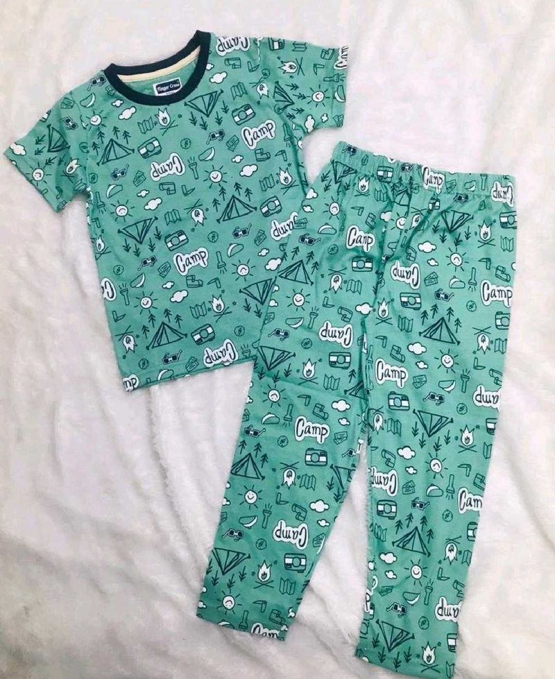 Cute Camp Print Kids Pajama Set