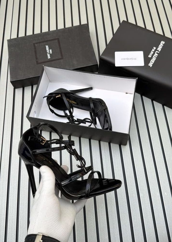 Saint Laurent Black Patent YSL Heels