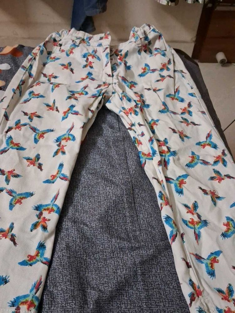 Unique Parrot Print Casual Pants