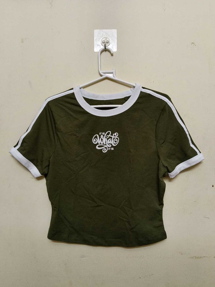 Dark Green Cropped T-Shirt