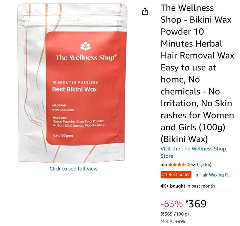 The Wellness Shop Bikini Wax Powder