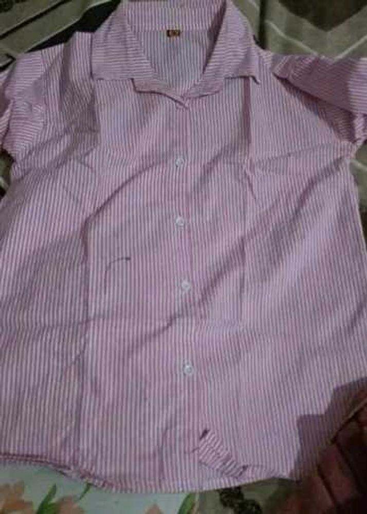 Pink Striped Button-Up Shirt