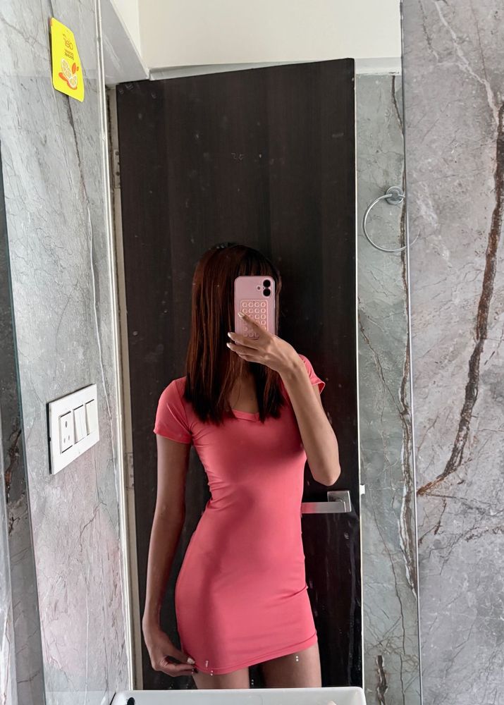 cute pink bodycon mini dress