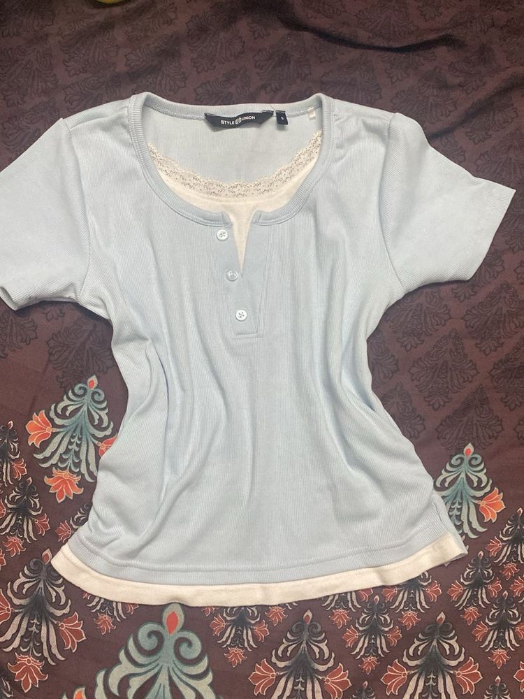 Cute Light Blue Layered Top