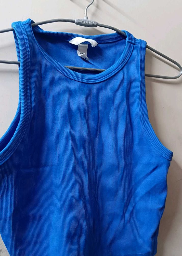 Ribbed Blue Tank Top