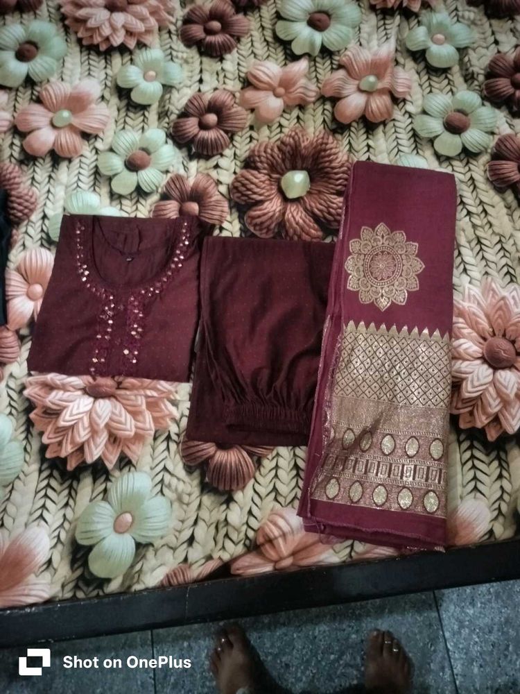 Beautiful Maroon Kurta Set with Dupatta