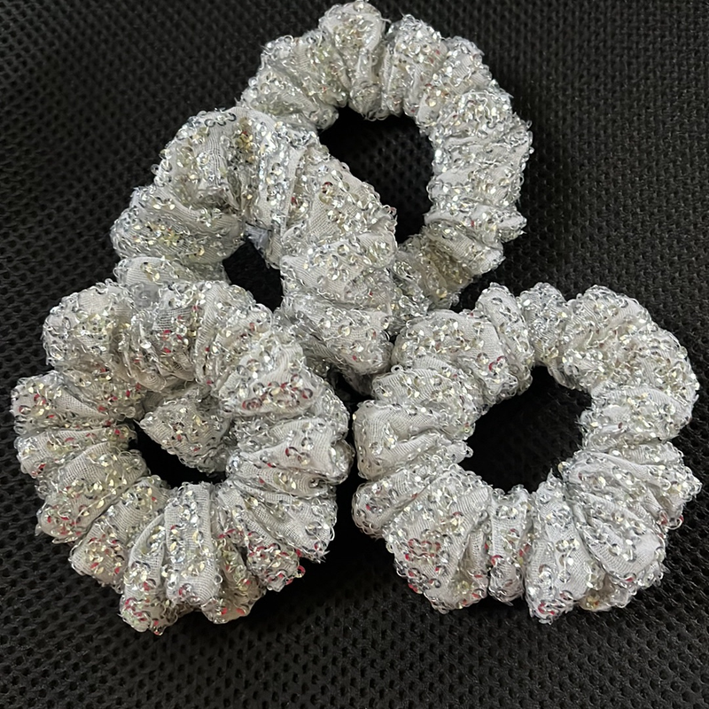 silver sequence scrunchies