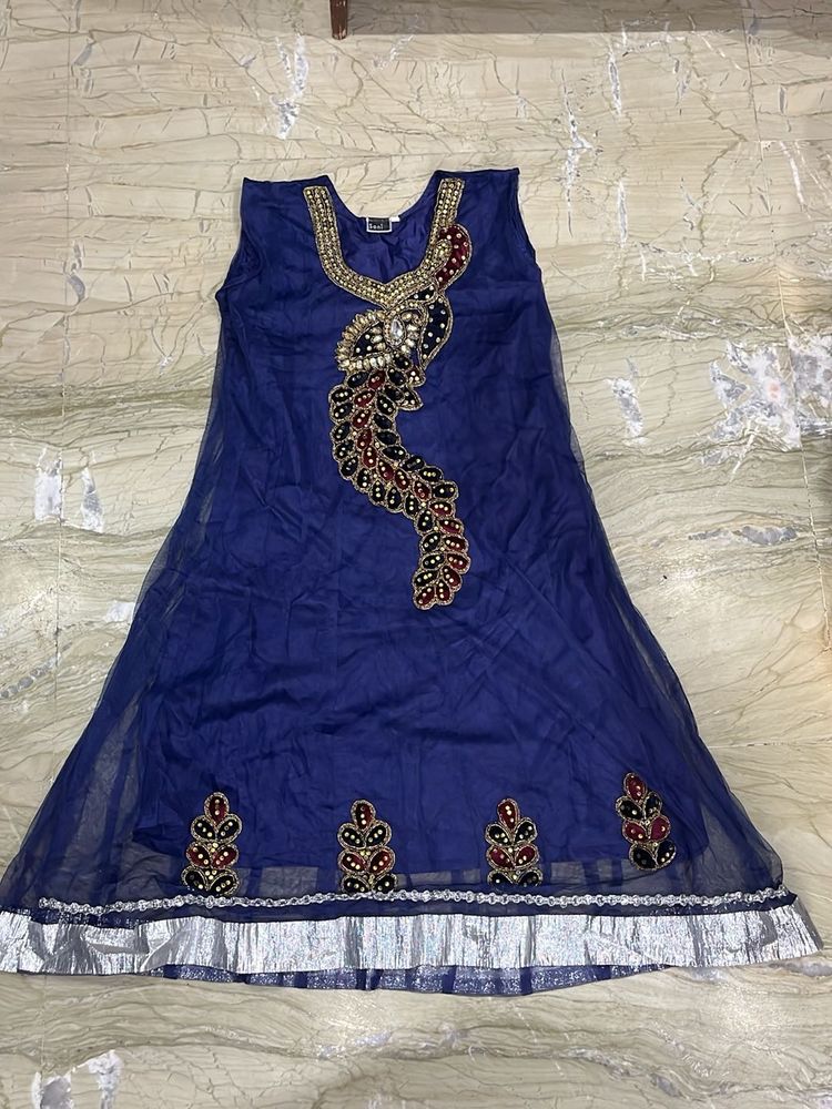 Elegant Blue Net Embellished Kameez