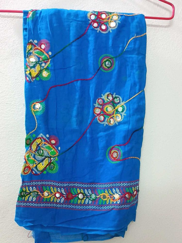 Vibrant Blue Embroidered dupatta (pure cotton)