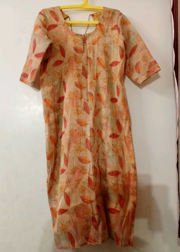 Orange Leaf Print kurta🧡