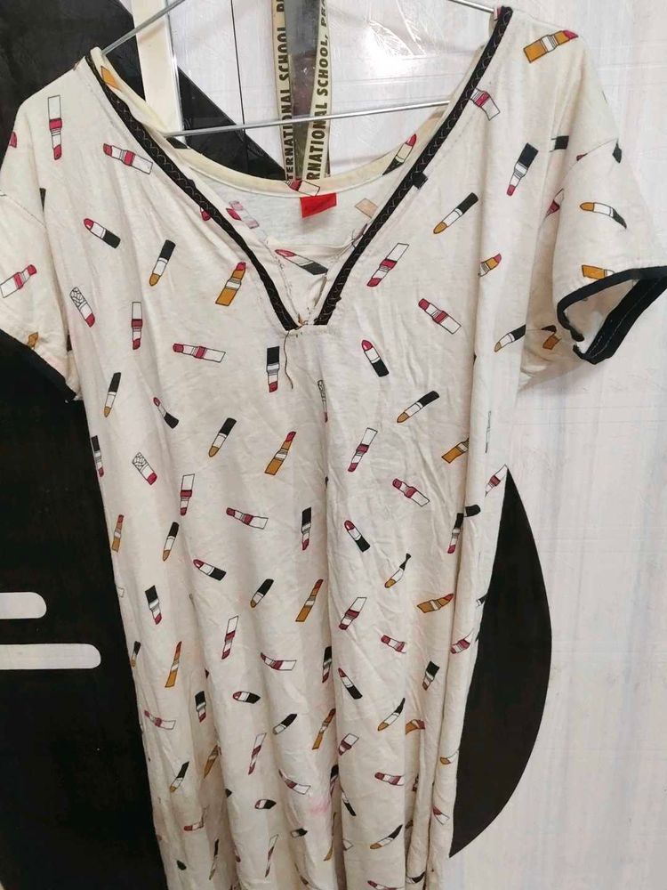 2 combo nighty Cute Lipstick Print Top