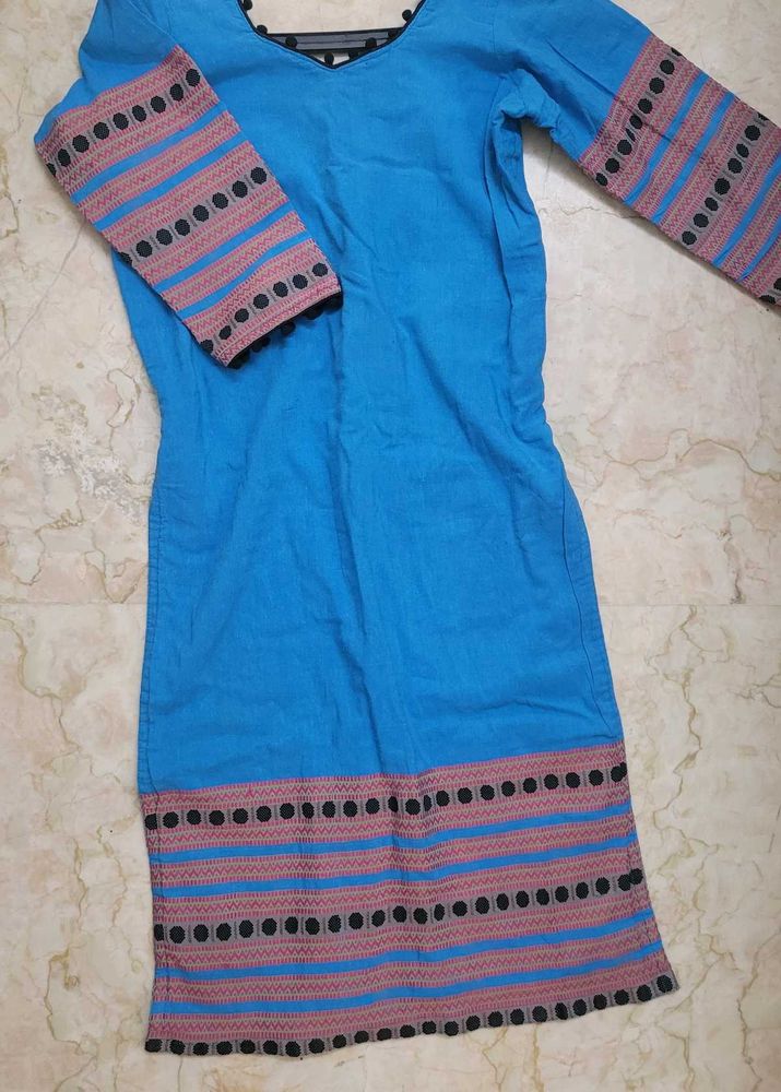 Beautiful Blue Kurta with Unique Sleeve Design