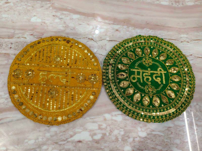 Embellished Mehndi and Halti Plate Cloth Cover