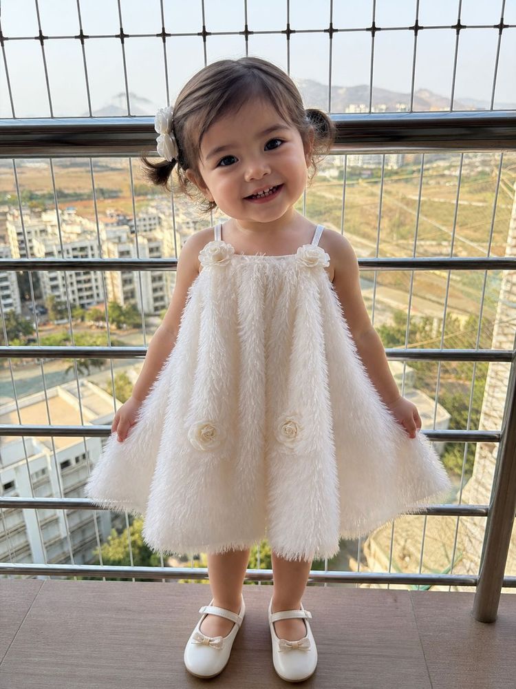 Adorable White Faux Fur Dress