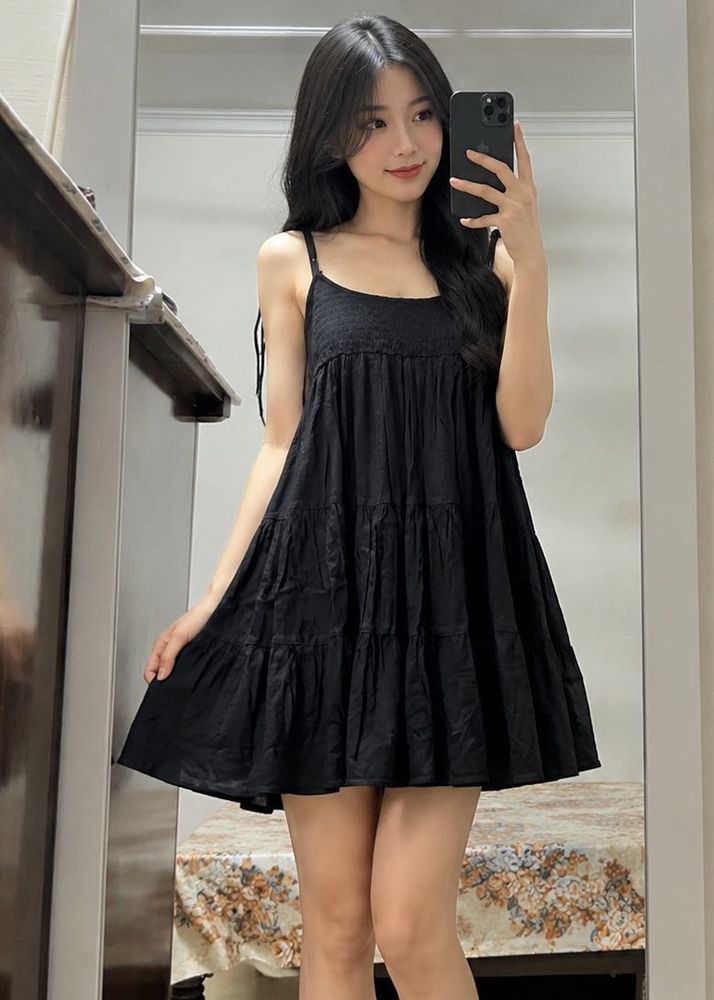 Black Tiered Mini Dress