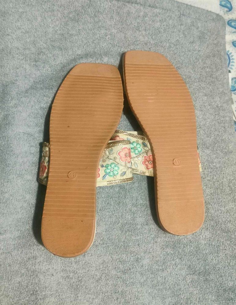 Embroidered Flat Sandals