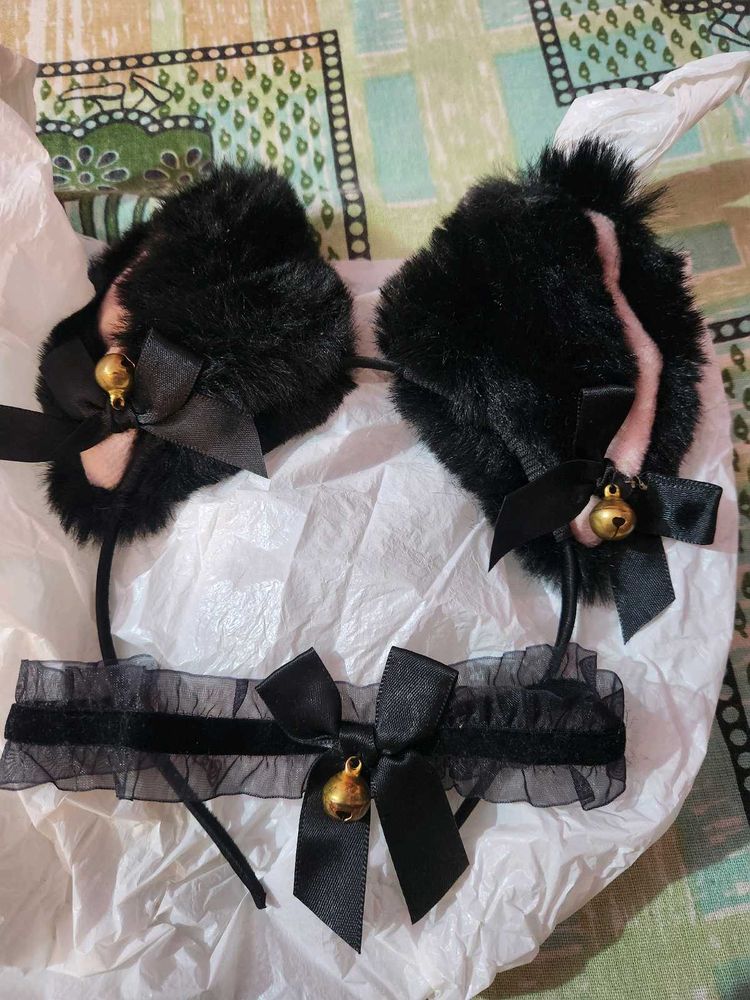 Black Cat Ear Headband with Choker