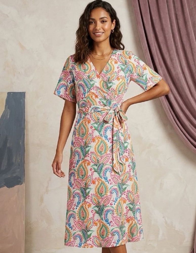 Boho Paisley Wrap Dress