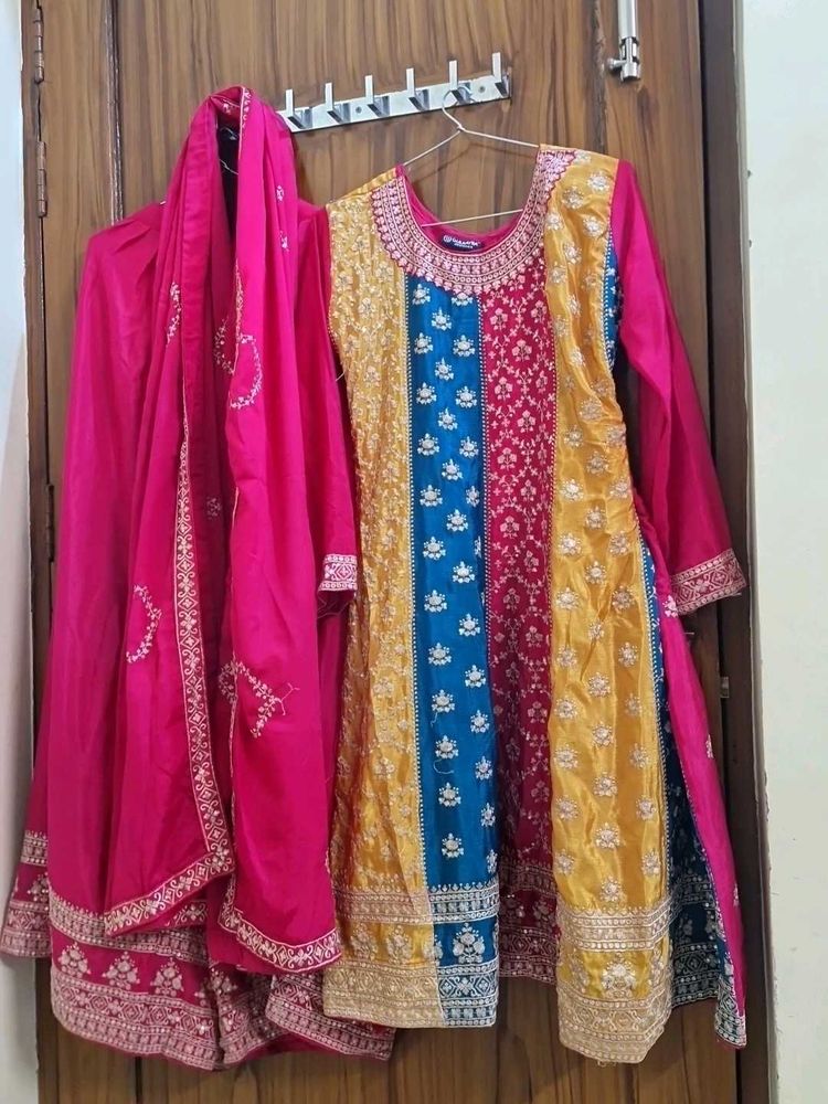Vibrant Embellished Kurta Set with Dupatta
