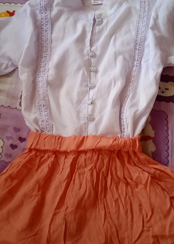 White n Orange Top