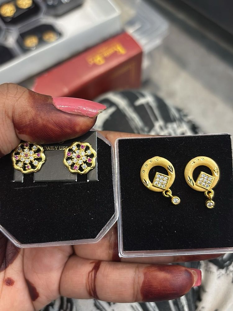 Elegant Gold Earrings with Stones