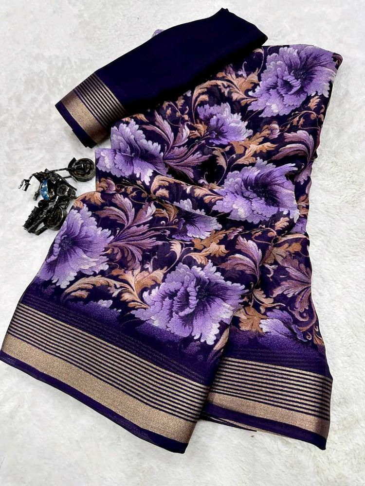 FESTIVAL 🧧🪔 SELL ELEGANT FLORAL PURPLE 💜 SAREE