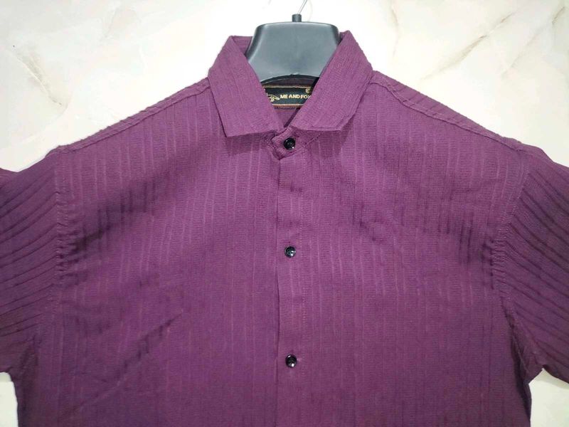 Stylish Men's Purple Striped Short Sleeve Shirt