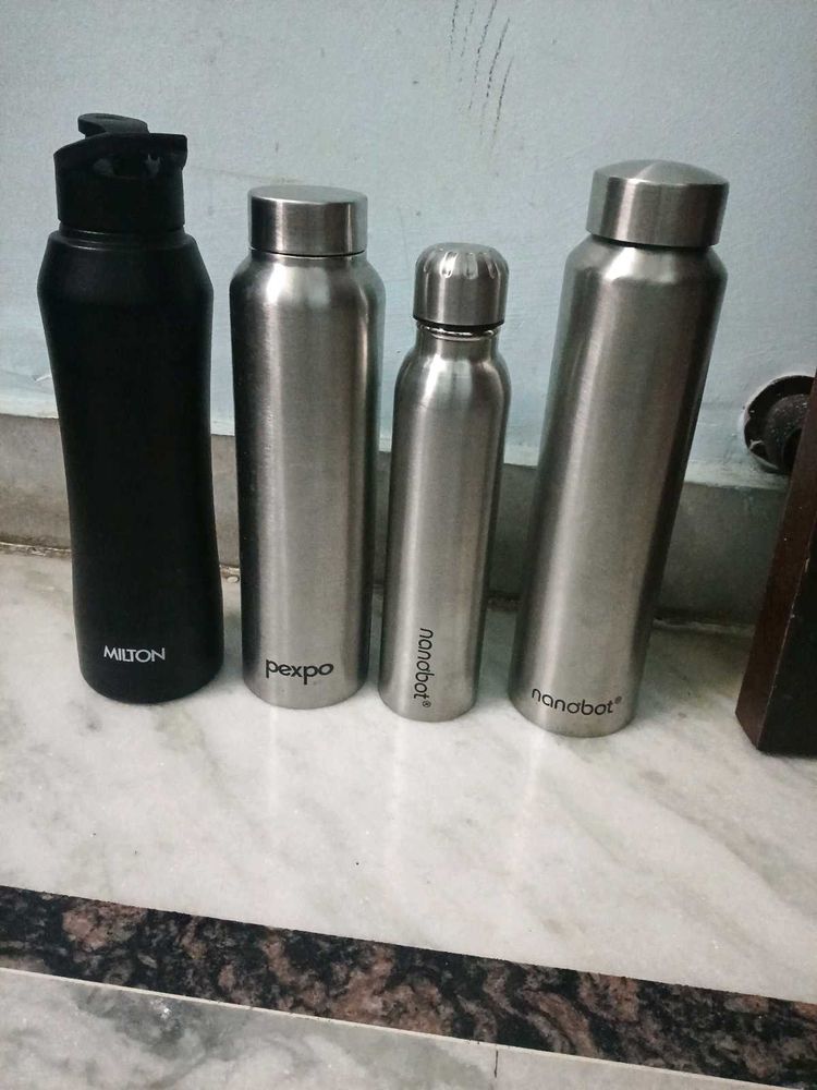 Set of 4 Stainless Steel Water Bottles