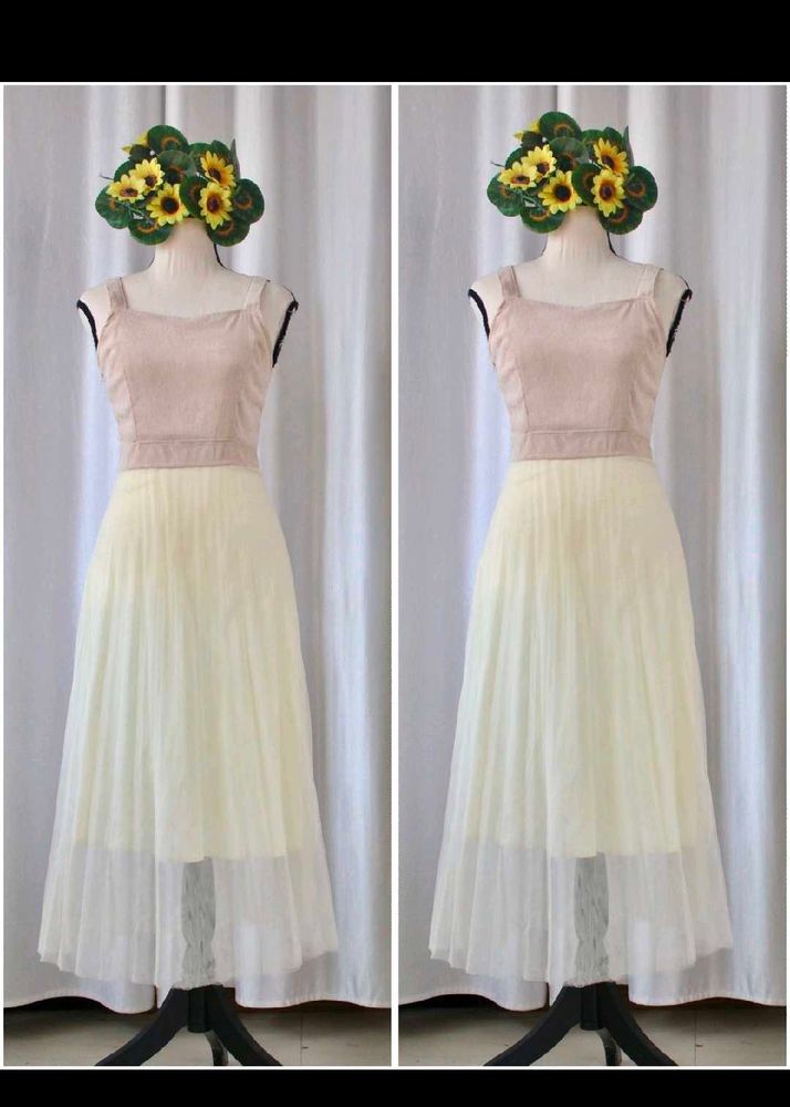 Chic Cream Tulle Layered Dress
