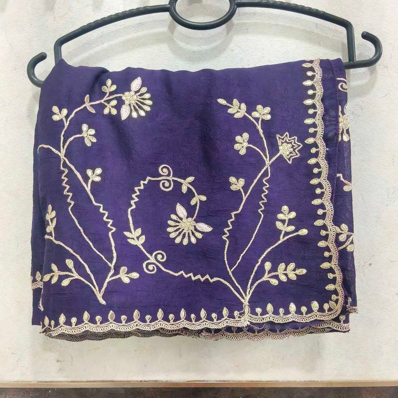 Elegant Embroidered Purple Saree