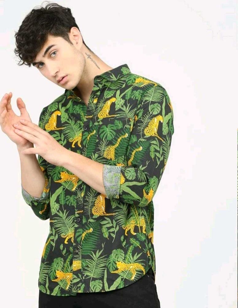 Men's Tropical Leopard Print Shirt