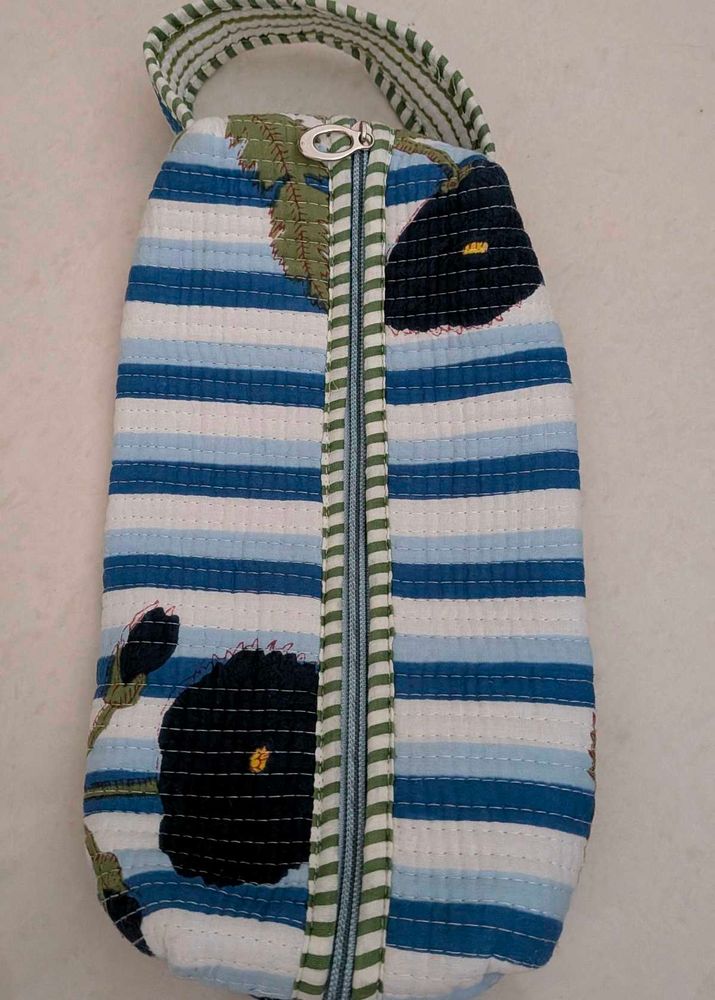 Striped Floral Pouch