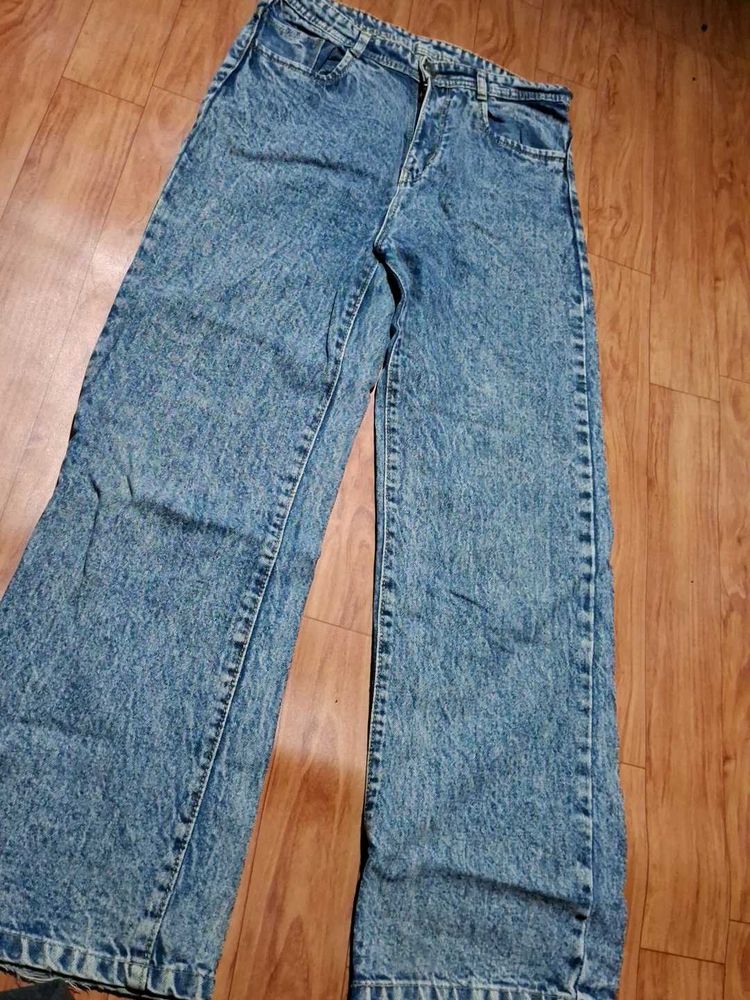 Acid Wash Wide Leg Jeans