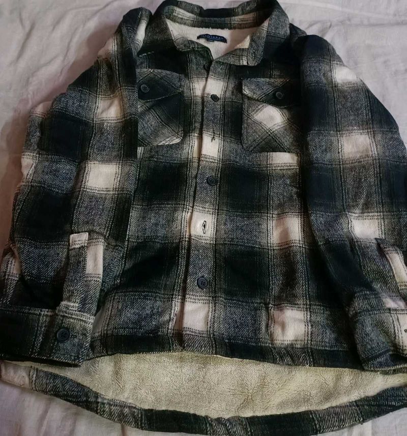 Cozy Plaid Sherpa Lined Jacket, wollen jacket for
