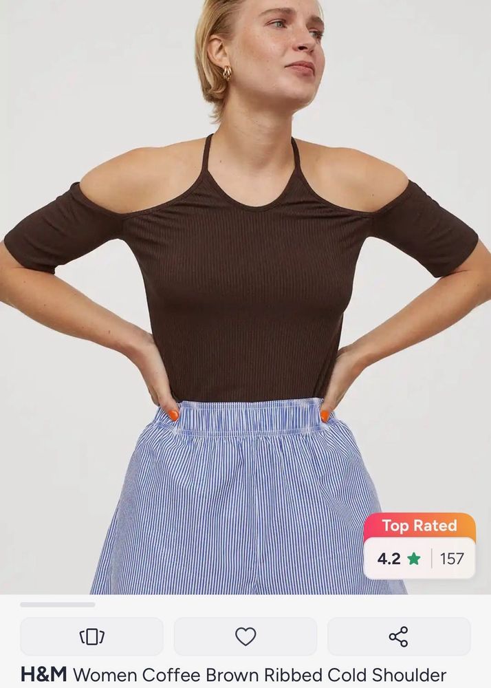 H&amp;M Ribbed Cold Shoulder Top