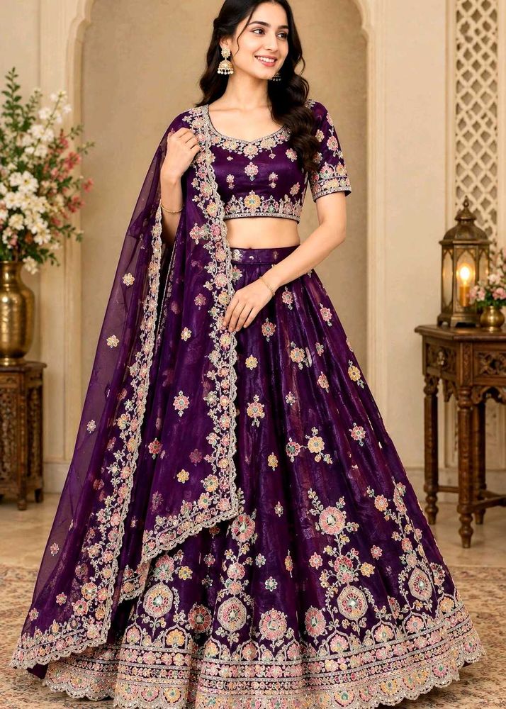 Exquisite Purple Embroidered Lehenga Choli