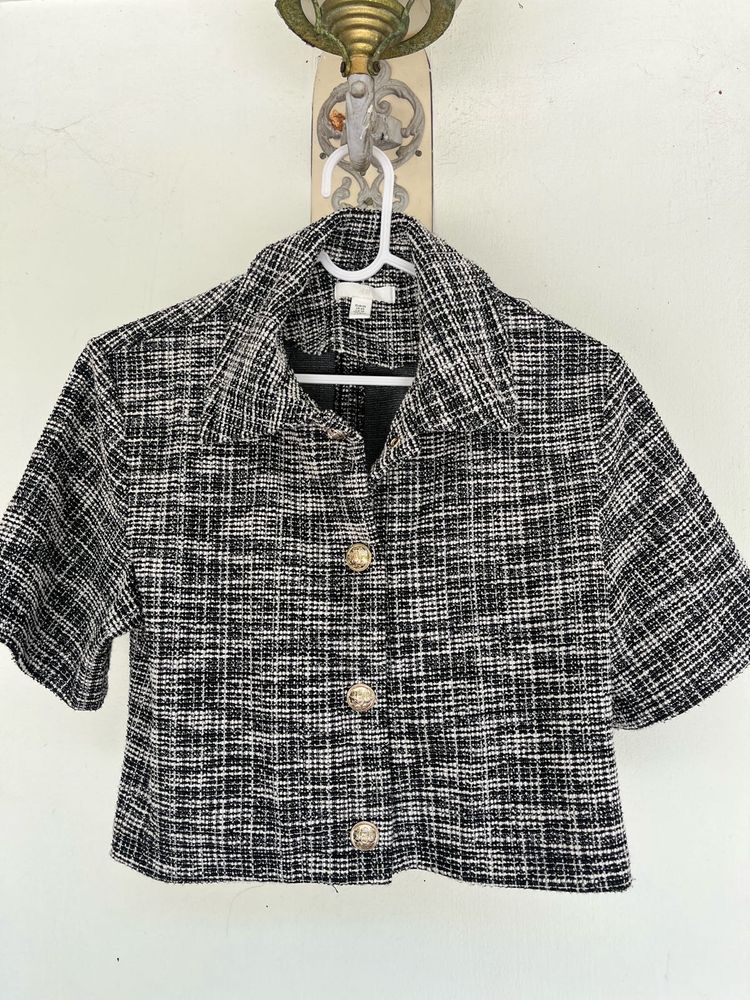 Cropped Tweed Jacket - Short Sleeve