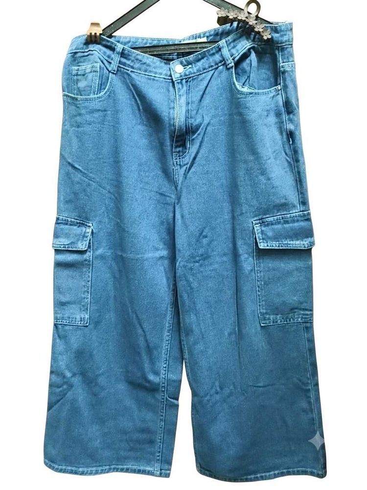 Blue Denim Cargo Pants