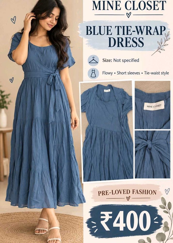 Blue Tie-Wrap Dress
