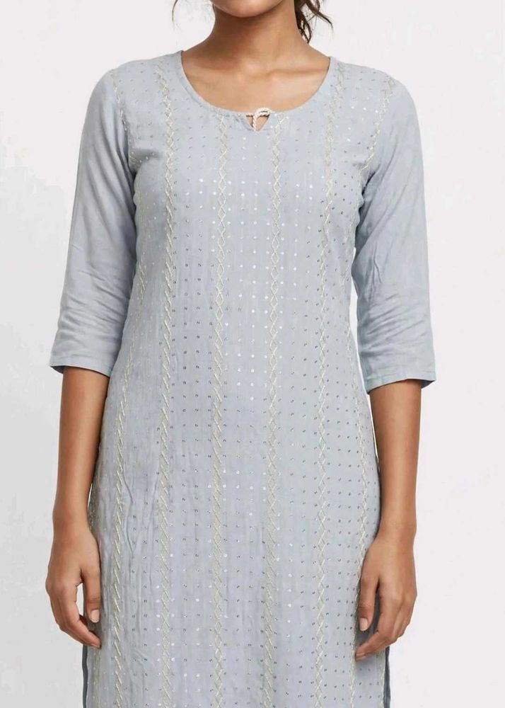 Stylish Grey Kurta with Embellishments