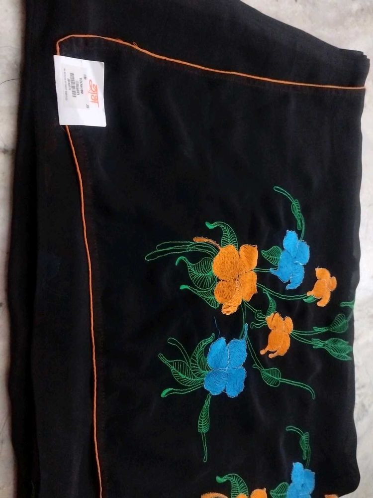 Embroidered Black Georgette Saree