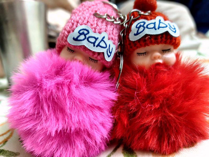 Adorable Baby Doll  fury Keychain .