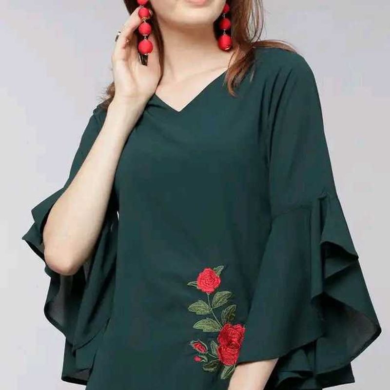 Elegant Green Long Sleeve Top