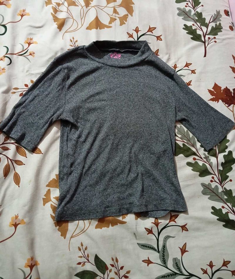 Gray Mock Neck Top - Size S