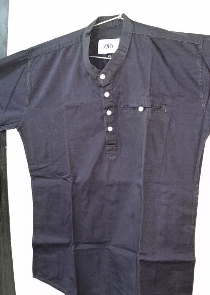 Zara Navy Blue Henley Shirt