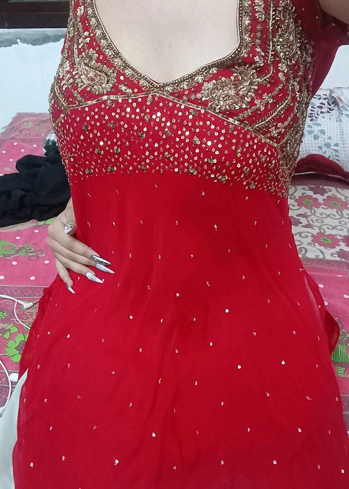 Stunning Red Embroidered Lehenga Choli