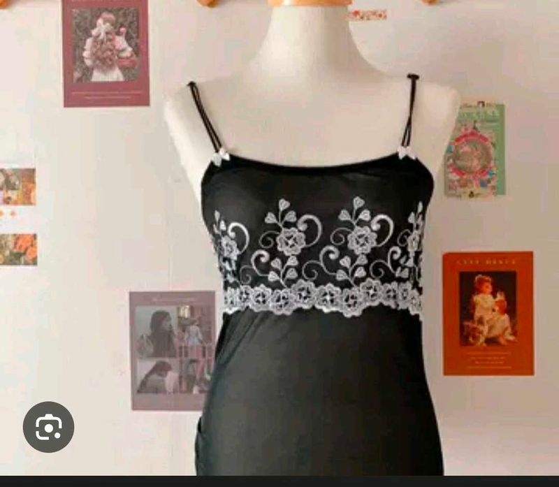 Sheer Black Camisole with Lace thong