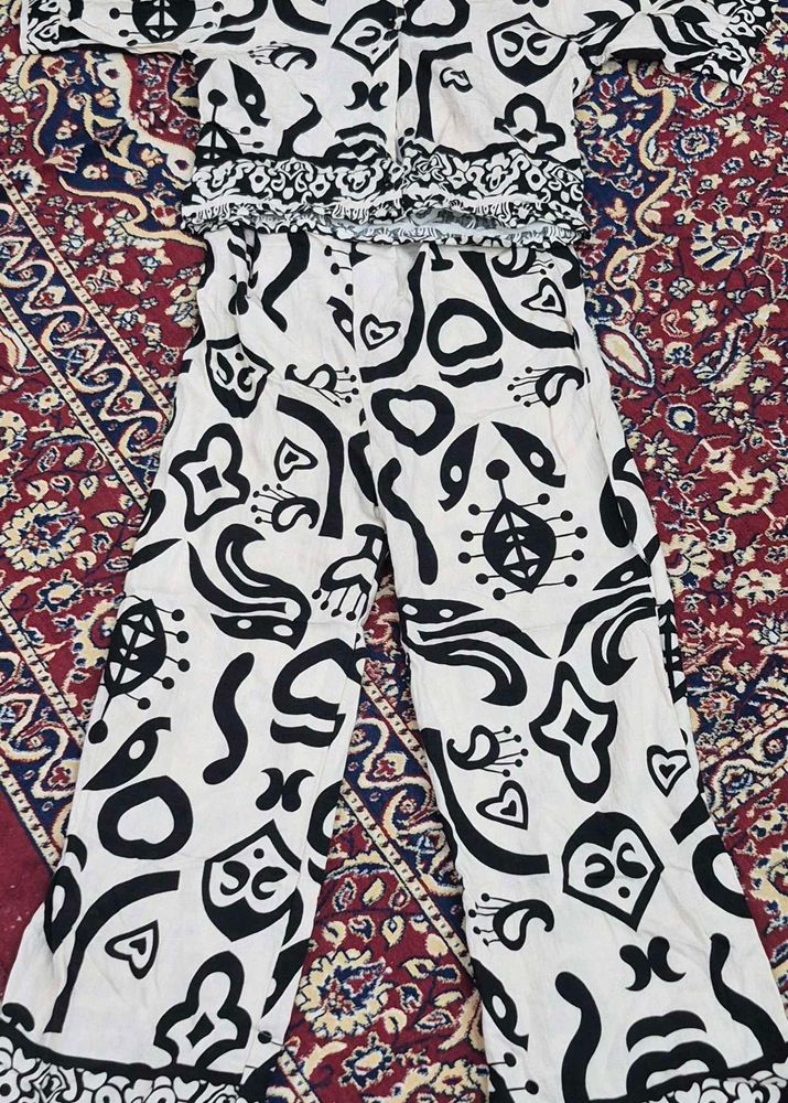 Unique Black &amp; White Printed Co-ord Set