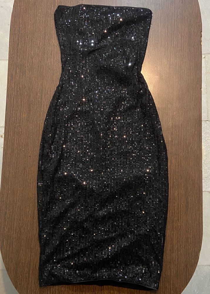 Black Sequin Corset Back Maxi Dress
